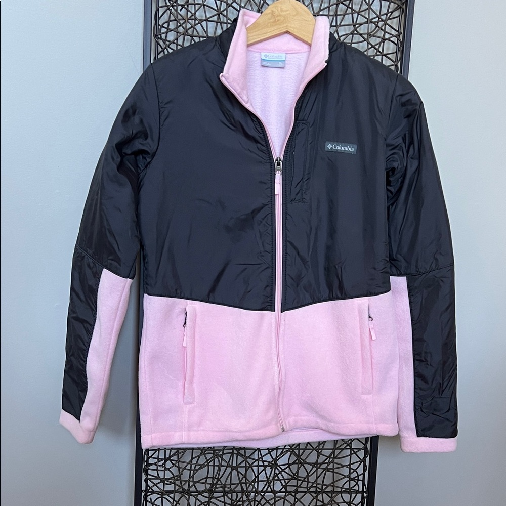 Columbia Youth Girls Benton Springs IV Overlay Fleece Jacket Satin Pink Black XL